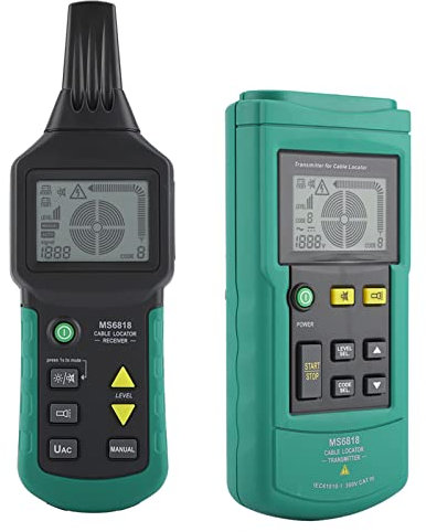 MS6818 Localizzatore di Cavi Regolabili Rilevatore di Tubi Metallici, Trasmettitore e Ricevitore con Funzione di Autoispezione, Misuratore di Tensione CC/CA per la Costruzione di