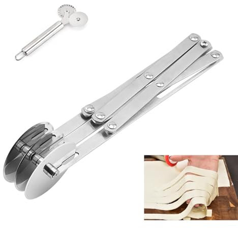 Rotella tagliapasta a 3 ruote, tagliapasta in acciaio inox, tagliapasta espandibile, tagliapasta per ravioli con più ruote, tagliapasta regolabile, coltello da pasticceria per la cottura al forno