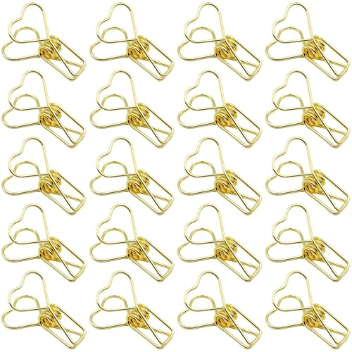 Clip de Papel, 20 pcs Golden Clips Oficina, Clips Metálicos 32mm, para Oficina Escuela Hogar