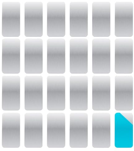 Holdes limmetallplatta för magneter, metallremsor med självhäftande baksida – 24 stycken metallremsor med självhäftande stöd, stålventilationslock magnetiska ersättningstillbehör för icke-stål