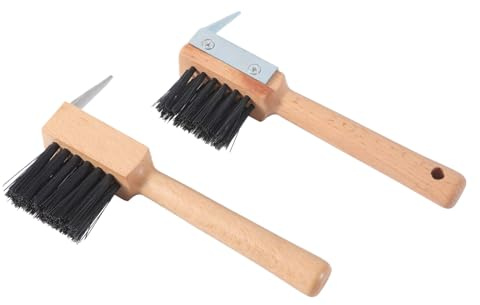 Celuicion Rascador de pezuñas con cepillo, raspador de pezuñas para limpieza de caballos, 2 unidades, kit de limpieza portátil para equitación, sillín y botas sucias