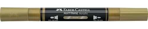 Faber-Castell Multimark Acrylic Dual Marker Colour 250, Gold, Art Set Supplies, Water-Based Acrylic Marker Pen, Double Ended, Bold & Fine Tip, Art Markers, Colouring Pens, Highlighters