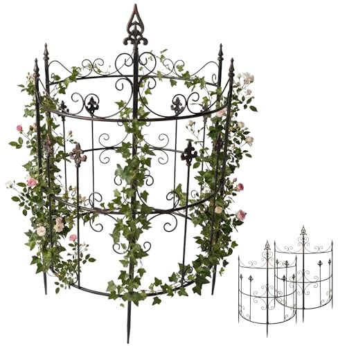 CLP Treillage en Metal Lot de 2 Klivia, Support decoratif a Pointes, Montage Facile, Ideal pour rosiers et clematites au Jardin, Couleur:Bronze