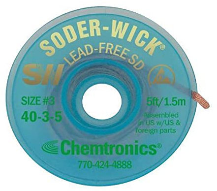 Chemtronics - Trenza desoldadora sin plomo, 1,5 m, 2 mm de ancho