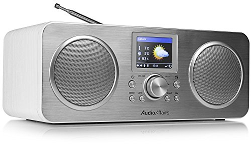 IR 010 Internetradio, Dab Radio mit Bluetooth und WLAN, Digitalradio mit LC-Farbdisplay, Akku, integrierte Powerbank mit USB Anschluss, Senderspeicher, Kompakt-Anlage in weiß