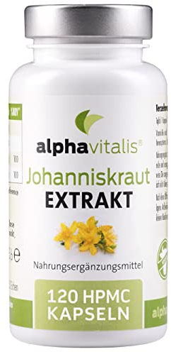 Johanniskraut Kapseln optimal dosiert mit natürlichem Hypericin - 120 Stk. - veganer Extrakt mit Vitamin B6 & B12 - St. John’s Wort Extract aus Hypericum perforatum L.
