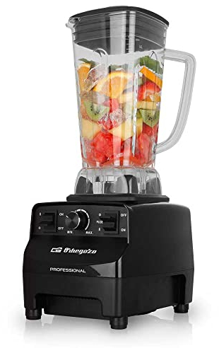 Orbegozo BV 9650 Batidora de vaso profesional, motor AC de cobre de alto rendimiento, vaso 2L de tritán libre de BPA, 30.000 RPM, 1500W, regulador electrónico potencia, cuchilla INOX de 8 puntas Negro