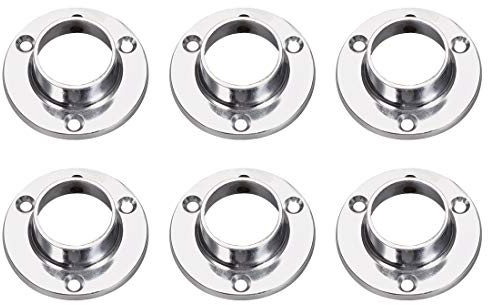 sourcing map Closet Wardrobe Rod Flange,25mm/1inch Dia, Socket Bracket Support Holder for Pipe 6Pcs