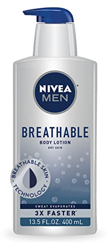 NIVEA MEN Breathable Body Lotion, 48 Hour Hydrating Lotion for Men, 13.5 Fl Oz Bottle