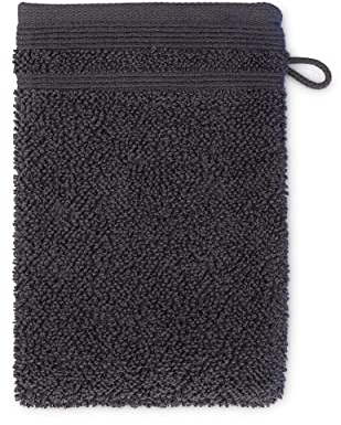 Möve Wellbeing Perlstruktur mit Biesen Waschhandschuh 20 x 15 cm, Handtuch - Made in Germany, 85% Bio-Baumwolle 15% Leinen, Graphite