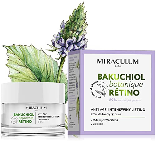 Miraculum Bakuchiol Anti-Aging Lifting Tagescreme mit SPF, UVA und UVB Filter – Hyaluronsäure-Creme und Straffende Vitamin E-Creme, 50 ml