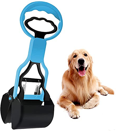 Pet Dog Pooper Scooper,1PC Non-Breakable Pooper Scooper, Large Pooper Scooper,Long Handle Heavy Duty Dog Poop Scooper,Durable Dog Poop Pick Up Tool with Jaw Claw Bin for Easy Grass and Gravel (Blue)