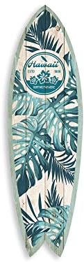 DECLINA, Decorazione da parete, tavola da surf, decorazione surf, stampa su alluminio, tavola da surf deco Surfing Paradise, 100 x 30 cm