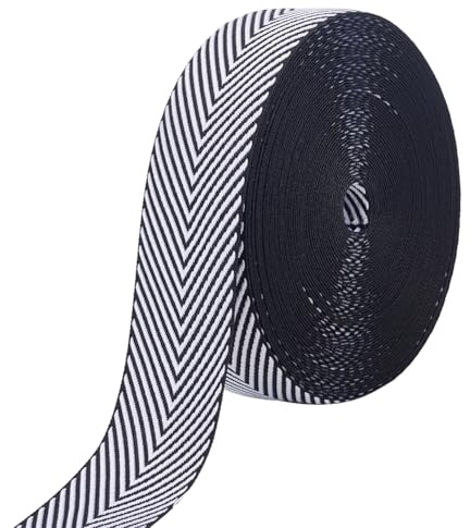PandaHall Cinta A Rayas, 9,6 Yardas Cinta de Poliéster 4cm Pulgadas de Ancho Tela de Algodón A Rayas para Mochilas Bolsos Vestidos Cinturones Decoración del Hogar