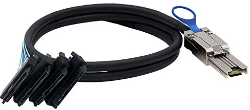 Allowish MINI SAS HD SFF-8088 26P till 4 portar SAS SFF-8482 Server-konverteringskablar (1 m, svart)