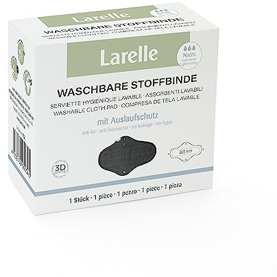 Larelle Waschbare Stoffbinde Nacht aus Bio-Baumwolle, mit Flügeln, wiederverwendbar, nachhaltig, für leichte bis mäßig starke Periode/Menstruation, umweltfreundlich, weich, verstellbar