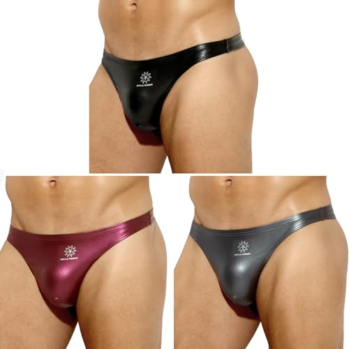 Casey Kevin String tanga herr PU läder underkläder män sexiga trosor stringtrosa wetlook G-string trosor t-back trosor 3-pack