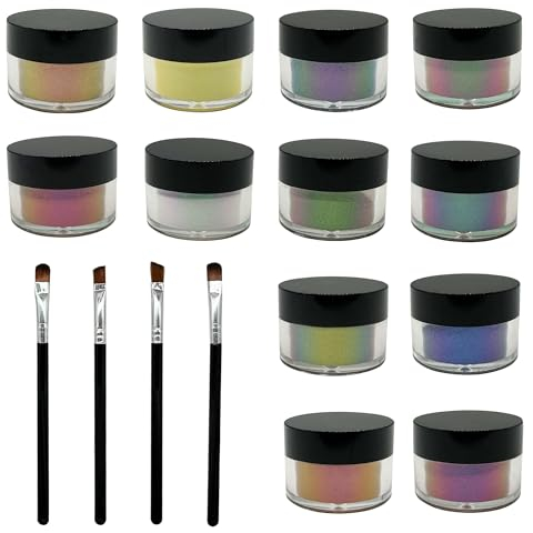 Attuslla 12 Farbe Chameleon Powder, 3g Chameleon Chrome Powder Epoxidharz Farbe für Epoxidharz Farben, Nägel, Make-up, Kerzenherstellung, Badebomben,Schleim