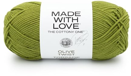 Lion Brand Yarn Tom Daley - The Cottony One, Yarn for Knitting, Olive Twist, 1 Pack
