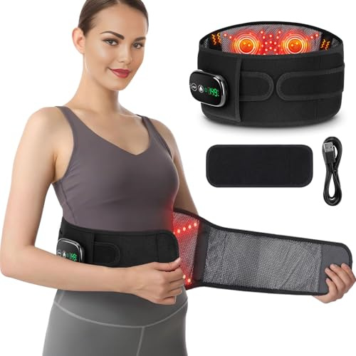 Almohadilla Eléctrica Para La Cintura, Cinturón Eléctrico Sin Cables Para Espalda Con Pantalla Táctil, 3 Niveles De Calor Y 3 Modos De Masaje, Para Abdomen Espalda Baja Con Batería De 5000mAh