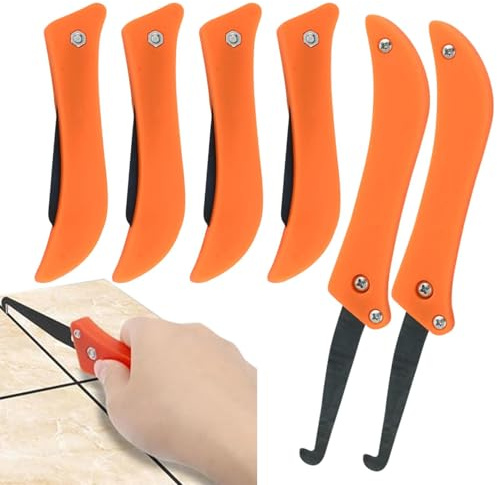 Krmoau Raspador de lechada para azulejos, Limpiador de lechada para azulejos de pared | 6X Rascador para quitar lechada de baldosas plegable,Cocina, baño, ventana, fregadero, azulejo, juntas,