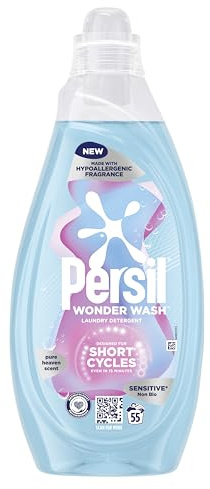 Persil Wonder Wash Sensitive* Non Bio Liquid Detergent Laundry Detergent Featuring a Hypoallergenic Fragrance Fast-Acting Formulation with a Pure Heaven Scent 55 washes (1.485 L)