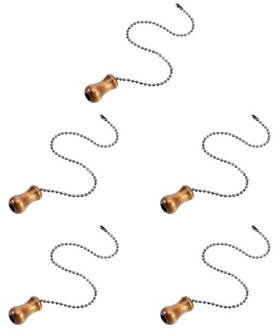 Gralara 5 Colgantes de Madera con Cadena para Ventilador de Techo, Interruptor de Bombilla y Extensible, para lámparas de Noche, Type B