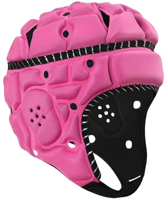 Fenteer Rugby Casque Enfant Casque Rembourré Casque Protecteur Casque de Sécurité en Polyester Mousse pour Protéger La Tête et Les Oreilles Adapté Aux Garçons, Rose