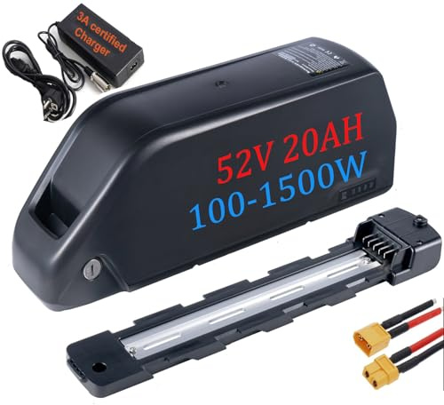 Batterie Velo Electrique 52V 20AH Long Range Batterie Rechargeable au Lithium-ION Batterie pour 48V 52V 1500W 1000W 750W 500W 250W Motor