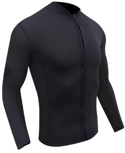 yeeplant Traje de neopreno para mujer, manga larga, chaqueta con cremallera frontal de 0.08 pulgadas, para buceo y surf, talla M