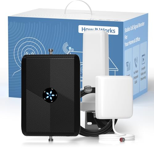 Amplificatore Segnale Cellulare 5 Banda 20/8/3/1/7 Ripetitore 4G/3G/GSM per TIM, Vodafone, Wind, Tre Potenzia Chiamate e Dati Facile Installazione per Casa e Ufficio