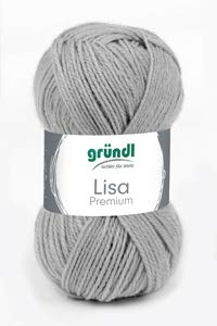 Gründl 5er Packung Wolle LISA Premium uni, 50gr, 100% Polyacryl,Bastelgarn,Strickgarn,Handarbeitswolle (24 kieselgrau)