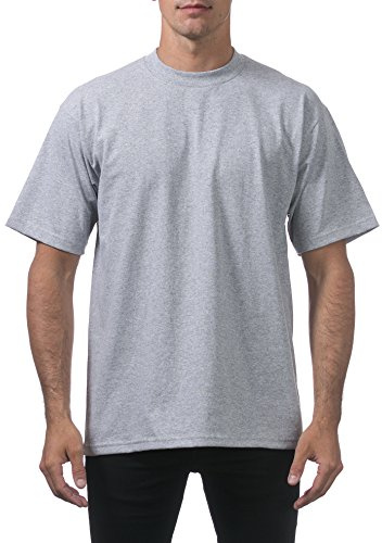 Pro Club Men's Heavyweight Cotton Short Sleeve Crew Neck T-Shirt, Heather Gray, XL
