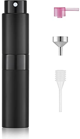 Toureal 8ml Travel Perfume Atomiser Refillable - Mini Aftershave Spray Bottle - Small Glass Fragrance Atomizer for Women - Portable Empty Cologne Refill Pump Dispenser for Men Black