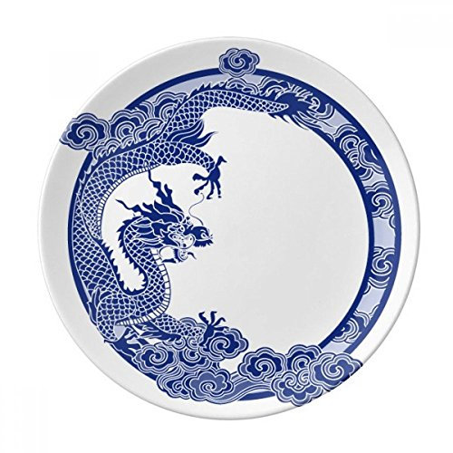 chinois Culture Dragon Bleu décoratifs en porcelaine Assiette à dessert 20,3 cm dîner Maison Cadeau