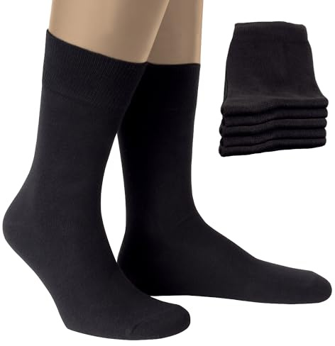 Chaussettes homme 47-50 – Chaussettes noires style business en coton – Chaussette classique pour costume, bureau et business – Chaussette XXL pour tailles 47, 48, 49, 50 – Lot de 5