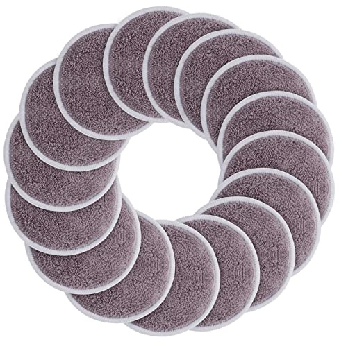 SUNLAND Reusable Makeup Remover Pads,Round 3.15inch,16 Pack,Darkpurple