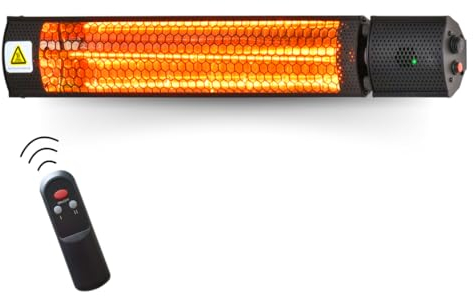 STARLYF Radiant Heater Stufa a Infrarossi 2000W | Riscaldatore Elettrico da Esterno e Interno IP65 con Telecomando | Calore Istantaneo, 2 Livelli di Potenza, Basso Consumo ed Alta Resistenza