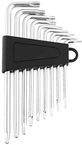 Ausla Hex Key Set, 9pcs Heat Treated CRV Steel Long Arm Small Star Hexagon Keys Torx Allen Key Set L-Wrenches T6 T7 T8 T9 T10 T15 T20 T25 T27 for Home Use and DIY