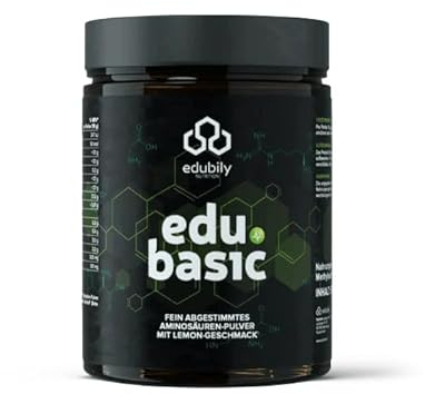 edubily nutrition® edu basic Aminosäuren Komplex Pulver mit Citrullin, Arginin, Glycin, Tryptophan, Taurin und MSM - Mit Stevia - Lemongeschmack - 540 g Pulver (Zitrone)