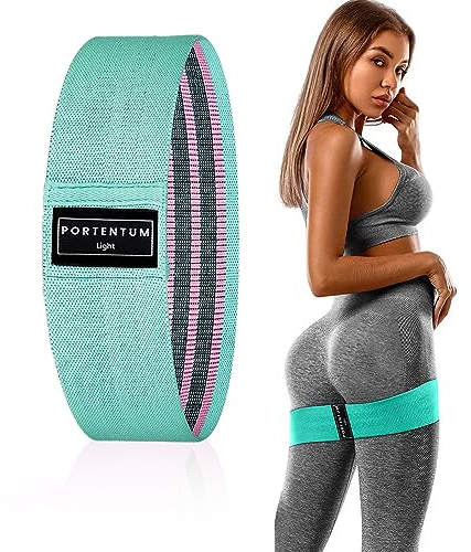 PORTENTUM 1 leichte Einheit von Fitness-Gummibändern für Muskelaufbau, rutschfeste Fitness-Bänder aus Stoff für Crossfit, Yoga, Gesäß und andere Sportarten. Inklusive Video