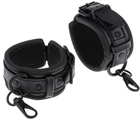Amagogo Esposas de Cuero Ajustables para Parejas - Sistema de Sujeción Elegante, Negro