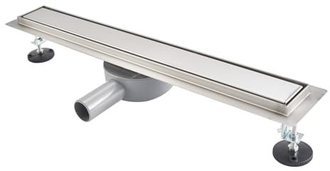 T&K Linear Shower Drain 2 In 1 Tileable and 360° Rotatable 50cm Stainless Steel Floor Drain Silver, With Adjustable Feet, Hair Filter And Odor Stop Siphon Bathroom Channel Gully