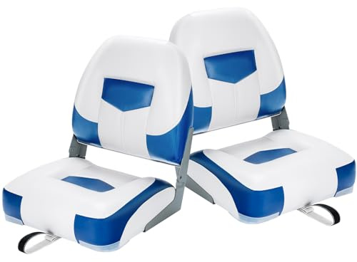 KOMFOTTEU Set di 2 sedie pieghevoli per barche in PVC e PP imbottite, sedia da barca con schienale alto 11 cm, schiuma altamente elastica, portata massima: 110 kg, 50 x 52 x