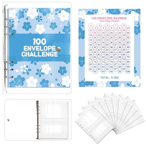 Tkxjry Ringbuch Binder, Finanzplaner Haushaltsbuch, Ordner A5, Budget Planner Binder, Haushaltsbuch,Geld Organizer Sparbuch, Cash Sparbuch, für Finanzplaner-Sparordner, Bargeldfüller-Starterkit