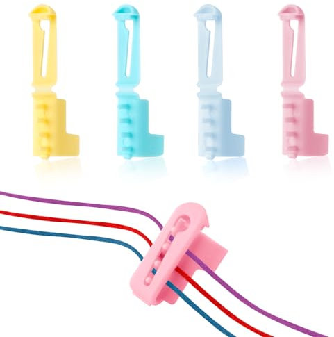 Gosknor 4stk Garnführungsring Häkelstrickwerkzeug, 4 Farben Fingerhäkelring Kunststoff Garnführungsfinger-Spannringe mit Einstellbarer Öffnung Garntrennwerkzeuge zum Häkeln Heimwerken Basteln Zubehör