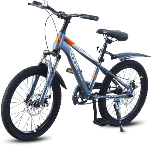 LSBIKE 18 20 22Inch Mountain Kid Bike Children Bicycle for 5-13 Years Boys & Girls, Kid bikes Bicycle with Front and Rear Disc Brakes, Mudguards and Front Shock Absorber, Reflector (GREY, 18INCH)