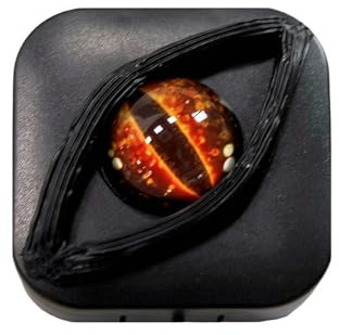 Halloween Fancy Contact Lens Case - Personality Eyes Storage Box with Mirror, Tweezers & Suction Stick, Portable Travel Lens Case for Daily Use (Red)