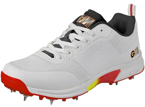 GM | Steel Spike Cricket Shoes | Breathable Lightweight Premium Materials | Arch Support Grip Comfort & Reduce Fatigue | Sizes UK Adult 7, 8, 9, 10, 11, 12, 13 & Junior 1, 2, 3, 4, 5, 6