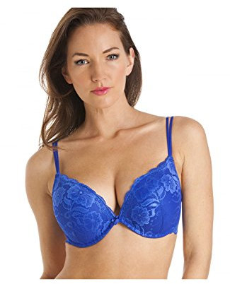 Camille Womens Ladies Super Boost Padded Push Up Bright Blue Underwired Bra 34A